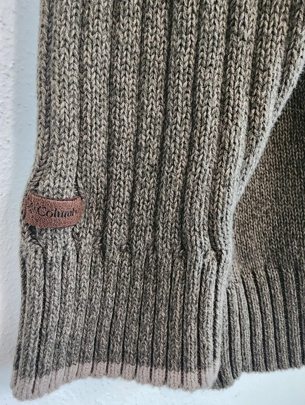 Columbia Roc II 100% Cotton Ribbed Half Zip Mock Neck Sweater Olive Green Men's